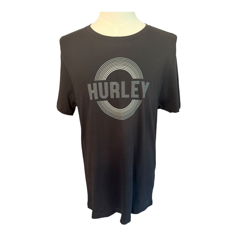 Hurley Mens T-Shirt Medium Black Graphic Logo Short Sleeve‎ Crew Neck Tee NWT